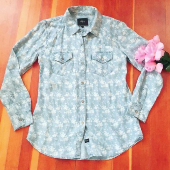 Rails Chambray Floral Button Down - Picture 1 of 8